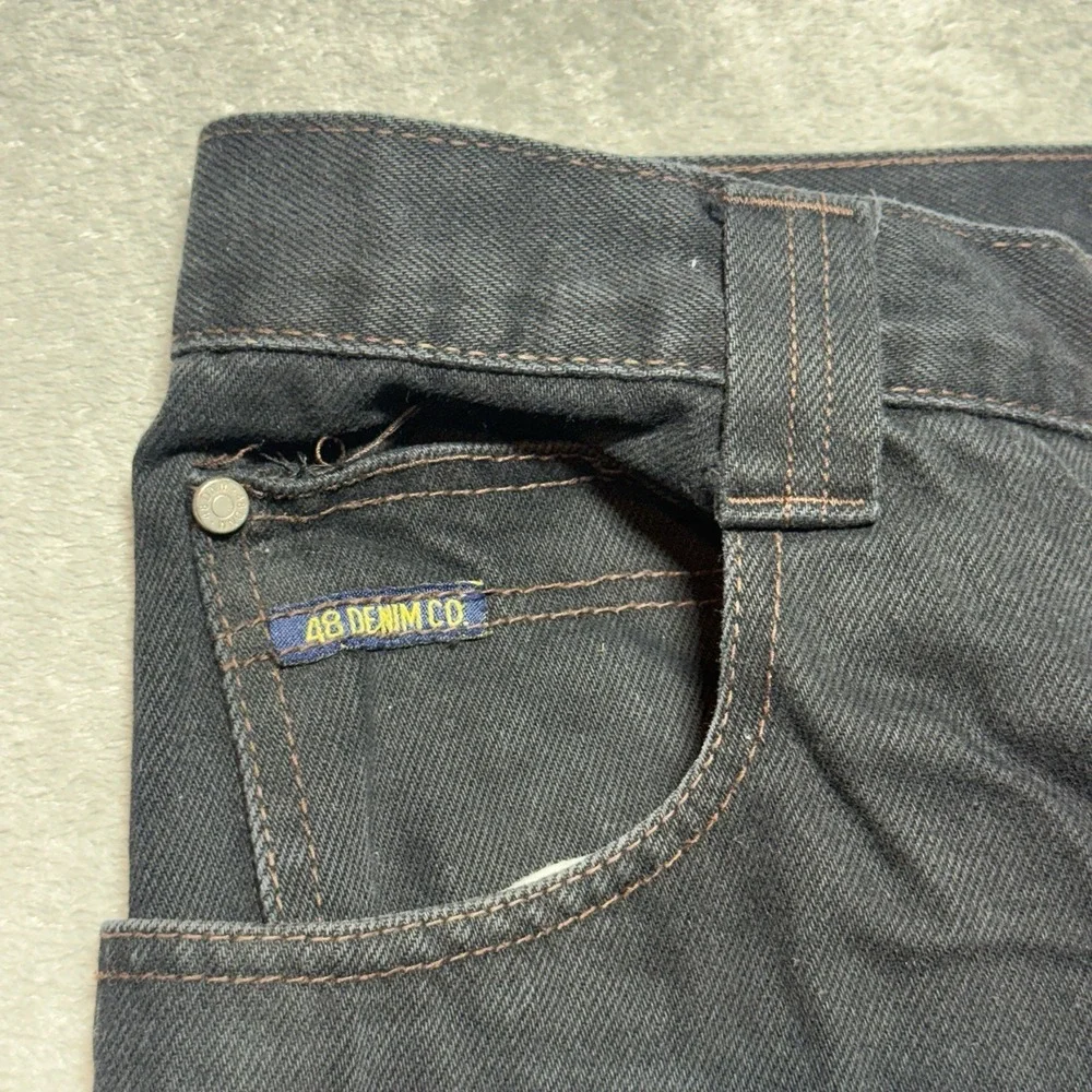 VTG Forty Eight Denim Co Tech Wear Pants Mens 34x34 Black Wide Leg Skate Y2K 90s